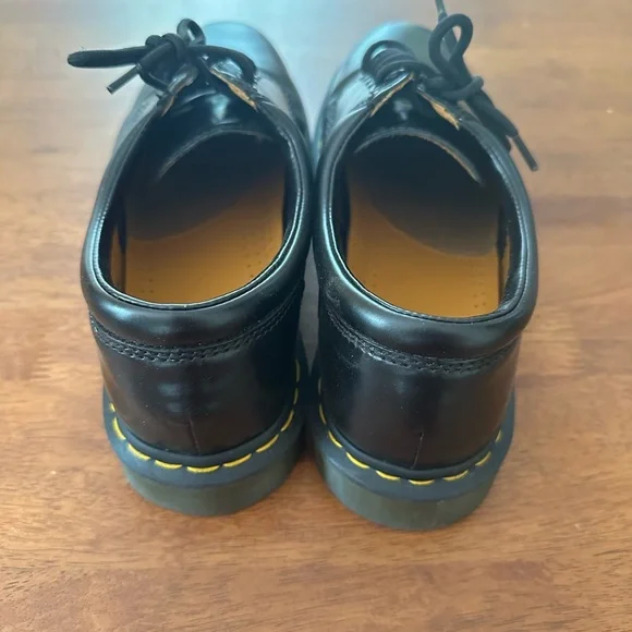 Dr. Martens Black Leather Oxfords with Yellow Stitching - Picture 4 of 7